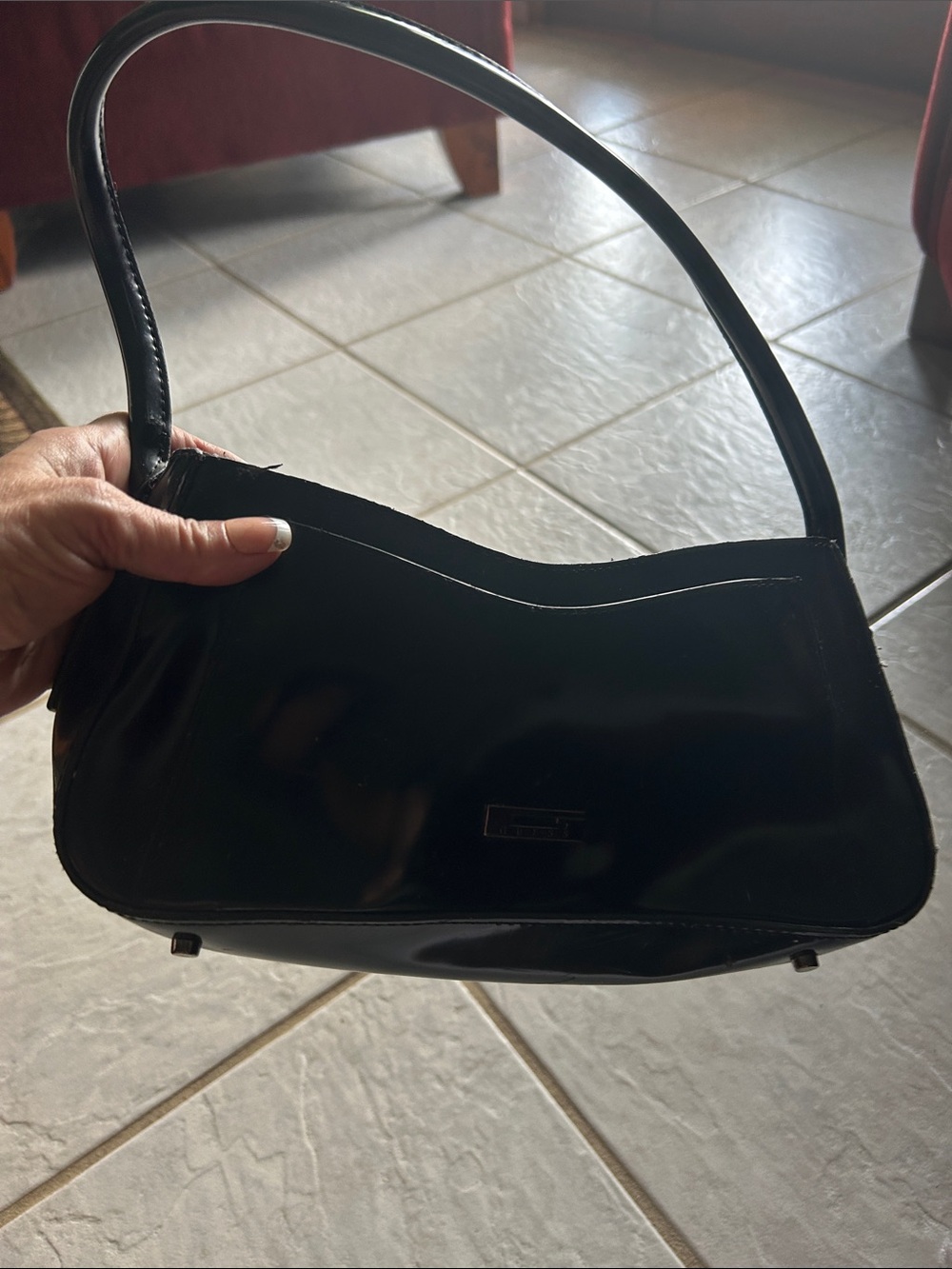 Guess paten leather Classic Black Shoulder Bag
